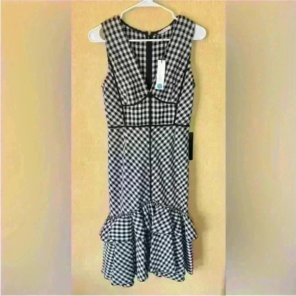 TOME Collective Gingham Ruffle Hem Dress 
Black And White- Size 6 NWT! - Picture 8 of 12